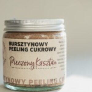 Peeling Cukrowy  Kasztan | Masło Shea + Bursztyn + 3 Oleje Bio | Handmade | 200g